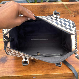 Designer Western Checkered Pattern Cowhide Leather Backpack With Handmade Genuine Leather Duffle <b>Bag</b> Unisex <b>Travel</b> Combo <b>Set</b> - Product Image 6