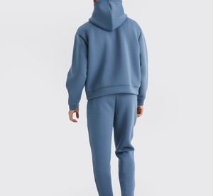 Wholesale Low Price Breathable Lightweight Casual Solid Quarter <b>Zip</b> Hooded Fleece Men's Sweatshirts Sweatpants Sets OEM Design - Product Image 5