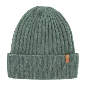 Unisex Solid Color Knit Beanie Hat 100% Acrylic Cuffed <b>Winter</b> <b>Cap</b> Casual Style for Adults Green - Product Image 4