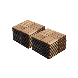 20 Pezzi Piastrelle a Incastro con Motivo a Scacchi 30x30 cm in Legno Duro di Acacia Giallo per Pavimentazione Esterna Patio Balcone - Product Image 1