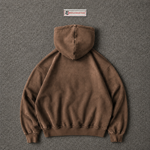 Sweat à capuche zippé marron vintage effet vieilli, motif brodé « Feel Lost But Im Back », coupe oversize, streetwear délavé, style urbain - Product Image 6
