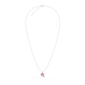 Collar con colgante de flor de plata 925 chapado en oro rosa con cristal rosa y diamantes de imitación para mujer, uso diario, estilo lindo, cadena de serpiente - Product Image 3