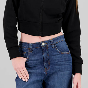 OEM Women Cropped <b>Zip</b> Hoodie Custom Made Fashion Design Breathable Soft Fabric High Quality Production At Reasonable Price - Product Image 6
