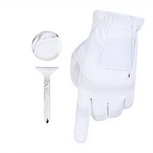 KATBROS INDUSTRIES White Half Finger Golf <b>Glove</b> Breathable Mesh Hook and Loop Closure Polyester Left Hand Unisex <b>Sports</b> <b>Gloves</b> - Product Image 1