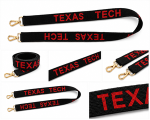 สายรัดกระเป๋าแบบเว็บบิ้งสีดำน้ำหนักเบาของ Texas Tech พร้อมตัวอักษรสีแดงนูนและตะขอสีทอง แฟชั่น ทนทาน ใช้ได้กับกระเป๋าในวันแข่งขัน - Product Image 5