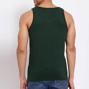 <b>Men's</b> Dark Green Cotton Tank Top With <b>White</b> Peace Symbol Print O-Neck Sleeveless Casual <b>Vest</b> Breathable Knitted Style workout - Product Image 4