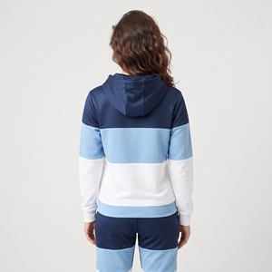 Sudadera con Capucha de Invierno para Mujer, Diseño de Bloques de Tres Tonos, 100% Poliéster, Tejido de Punto, Corte Regular, Manga Larga - Product Image 2