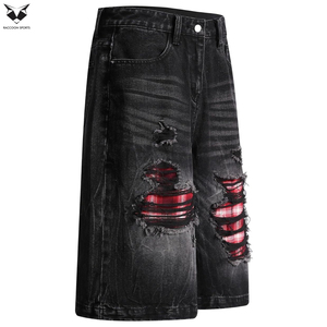 Shorts en jean baggy personnalisés pour hommes, style vintage, coupe ample, streetwear, hip-hop, vente en gros, shorts de skateboard, vêtements pour hommes - Product Image 5