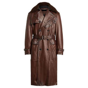Manteau en cuir pour homme, style trench long, hiver 2026, haute qualité, sur mesure, coupe ajustée, style décontracté, vente en gros abordable - Product Image 6