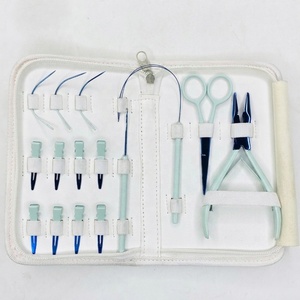 Kit d'outils de pose d'extensions capillaires préféré des coiffeurs : pinces métalliques, ciseaux, clips, ensemble d'installation et de retrait, couleur rose, outils faits à la main - Product Image 6