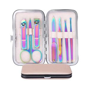 Manicure Set 10 Piece Slim Black Zip Case Polished Stainless Steel Tools Essential Travel Personal Care Grooming <b>Kit</b> <b>Nail</b> <b>Kit</b> - Product Image 2