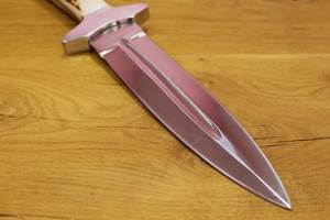 Cuchillo utilitario de acero de Damasco con hoja de punta curva, mango de madera, funda de cuero, 6.7 pulgadas de longitud total, grado DIY, punta afilada, 3 años de garantía - Product Image 6