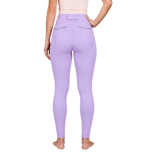 Leggings d'équitation pour femmes, couleur lavande, taille haute, pantalon d'équitation extensible avec grip en silicone et poches - Product Image 2