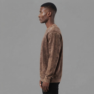 Sweat-shirts surdimensionnés pour hommes, 100 % coton molletonné, 450 GSM, grande taille, délavés à l'acide, avec logo personnalisé brodé, coupe ample, OEM - Product Image 2