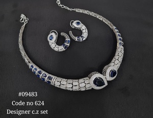 Collier et boucles d'oreilles en zircon cubique de créateur 09483, laiton plaqué rhodium, émail, bijoux classiques pour femme, cadeau pour mariage ou soirée - Product Image 5