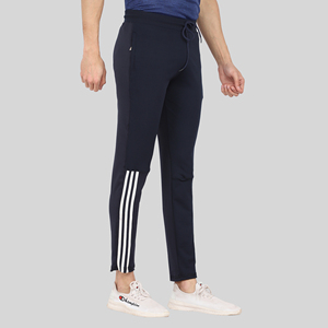 Pantalon de survêtement sport bleu quatre directions avec bande latérale, logo personnalisable, impression HD, délavage coloré, en Spandex/Polyester, séchage rapide, tailles homme M/L/XL - Product Image 3