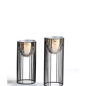 Gold-Plated Metal Planter with Modern Stand for Premium Home Styling Industrial Style Metal Plant <b>Pot</b> with Matte Black Stand - Product Image 3