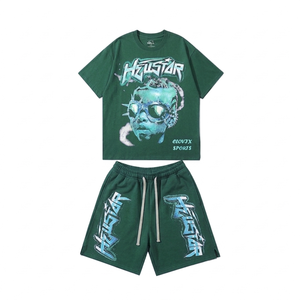 CLOVIX SPORTS Custom Graphic Mens Summer Set Heavy Cotton Loose Fit T <b>Shirt</b> and Shorts Set Streetwear Two Piece Clothing - Product Image 1