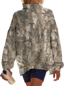 Pull-over molletonné oversize imprimé pour femme, col montant, bleu clair, épaules tombantes, style streetwear - Product Image 6