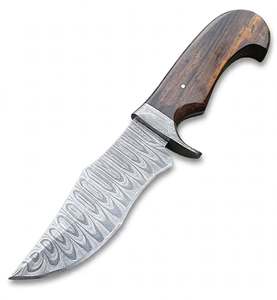 Cuchillo utilitario de hoja fija de acero de Damasco hecho a mano con mango de palisandro personalizado y bolster de Damasco EDC - Product Image 2