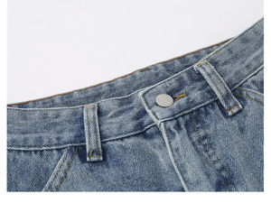 Jeans de mezclilla para hombre con bordado de parches personalizados, al por mayor, de moda, holgados, rectos, lavados, estilo baggy, de color liso, de tela gruesa, estilo casual - Product Image 5