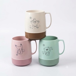 Mug réutilisable en plastique PP à double paroi, motif étoile de mer mignon, beige et marron, avec poignée bicolore, compatible lave-vaisselle et micro-ondes, pour lait et café - Product Image 6