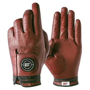 High Quality New Design Full Customized Leather Golf Gloves Solid Color Left & Right Hand with Custom Logo
