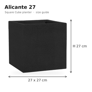 Alicante 27 Black Fiberstone <b>Square</b> Cube Planter 27x27x27cm Small Indoor Outdoor Flower <b>Pot</b> Weatherproof Vietnam - Product Image 3
