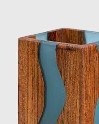 Repose-cuillère en bois fait main ILAHI avec incrustation de résine turquoise, provenant de l'Uttar Pradesh, lavage à la main uniquement, pour le rangement des ustensiles de cuisine - Product Image 3