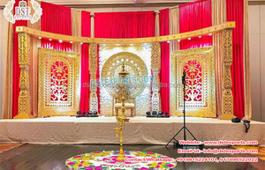 Décoration de scène de mariage à thème blanc tamilien décoration de scène de grand mariage traditionnel USA Religion hindoue mariage traditionnel - Product Image 3