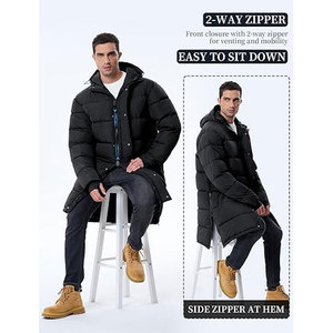 Men’s <b>Long</b> Winter Coat Lightweight Puffer <b>Jacket</b> Warm Insulated <b>Waterproof</b> Hooded Winter <b>Jacket</b> Cold Weather Outerwear - Product Image 6