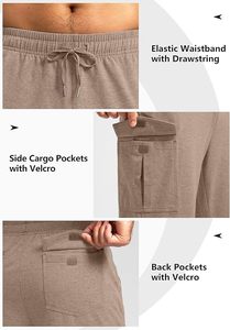 Pantalon de survêtement pour homme 100 % coton, taille élastique avec cordon de serrage, décontracté, avec poches latérales, tricoté mi-lourd, idéal pour l'été - Product Image 4