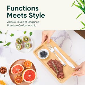 Plateau de service rectangulaire en bambou naturel de 10 pouces, antidérapant, rangement de cuisine avec fonction décorative pour salle de bain et chambre à coucher - Product Image 3