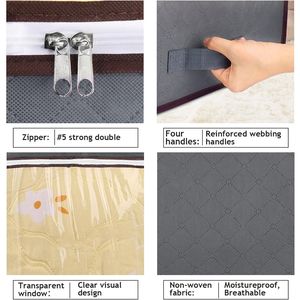 Bacs de rangement pliables sous lit 90L, organisateurs de placard empilables pour literie, couvertures et draps - Product Image 5