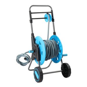 Carrello Porta Tubo da Giardino con Giunto per Tubo dell'Acqua da 1,9M Blu+Nero+Grigio 43*50*90cm Costruzione in Plastica+Ferro - Product Image 4