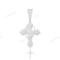 Lujoso Colgante de Cruz con Incrustaciones de Moissanita, Chapado en Oro Amarillo, Estilo Hip Hop, Unisex, para Fiestas - Product Image 5