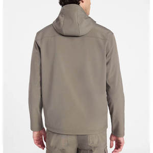 Veste coupe-vent à capuche unisexe en softshell vert foncé avec fermeture éclair, style décontracté, vêtement d'hiver, coque en polyester uni - Product Image 2