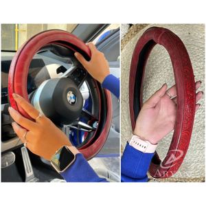 Housse de volant en cuir véritable, design tendance, fabriquée à la main, universelle et élégante, pour fabricants. - Product Image 1