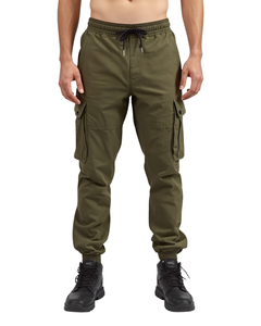 Pantalon cargo pour homme, style cargo multi-poches, pantalon de survêtement en coton, taille élastique, pour l'extérieur - Product Image 4