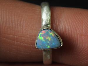 Australian Doublet Opal Sterling Silver Classic Ring Matte Polish Multi Fire Handmade Stone Jewelry for Women <b>Wedding</b> Gift for - Product Image 4