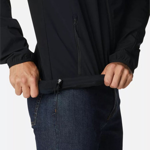 Unisex <b>Black</b> Hooded <b>Fleece</b> <b>Jacket</b> Windproof Zipper Closure Casual Winter Wear Regular Fit Solid Color Polyester Material Front - Product Image 5