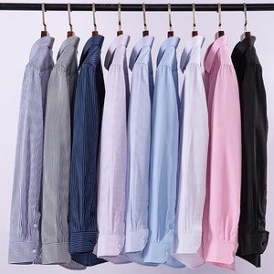 Chemise habillée à manches longues pour homme, 60% polyester 40% coton, couleur unie, style professionnel, chemise formelle à rayures boutonnée pour le bureau - Product Image 3