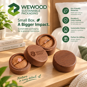 Wooden <b>Jewelry</b> <b>Box</b> with Custom Logo, Round Wooden Ring Storage <b>Box</b>, OEM ODM Manufacturer - Product Image 3