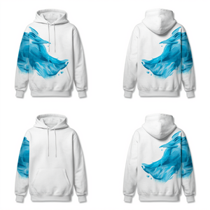 Sudadera Moderna para Hombre, Color Blanco Nieve, Algodón Premium, con Diseño Degradado Aqua Energy, Estilo Relajado para Uso Diario - Product Image 3