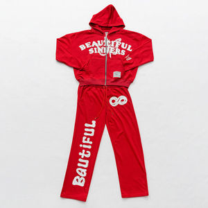 Custom <b>Red</b> Tracksuit Set Graphic Hoodie Jogger Pants Matching Streetwear Casual Two Piece Sportswear Athletic Outfit - Product Image 6