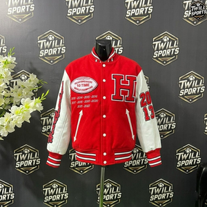 Chaqueta Varsity Roja para Hombre de Twill Sports, con Letra H Bordada, Heartbreakers, 10 Campeones, Ropa Casual de Otoño - Product Image 2