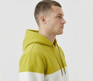 Chándal con Capucha para Hombre, Color Verde Lima, con Bloques de Color, Manga Larga, Sudadera Informal con Bolsillos Laterales, Corte Regular, Ropa de Otoño - Product Image 4