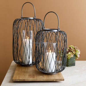 โคมไฟแขวนเฮอร์ริเคนสีขาวสีดำพร้อมเชิงเทียนสำหรับตกแต่งบ้านสวนระเบียงของตกแต่งคริสต์มาส - Product Image 6