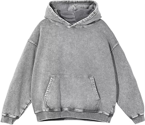 Sudadera con Capucha Unisex Extra Grande, Color Gris Sólido, Algodón French Terry, Diseño Casual con Bolsillos, Ropa de Otoño, Corte Regular, Manga Larga - Product Image 1