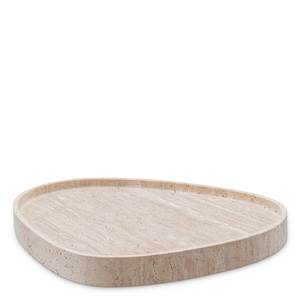 Plateau artisanal en pierre naturelle travertin pour table basse, salon, présentoir décoratif et organisateur - Product Image 1